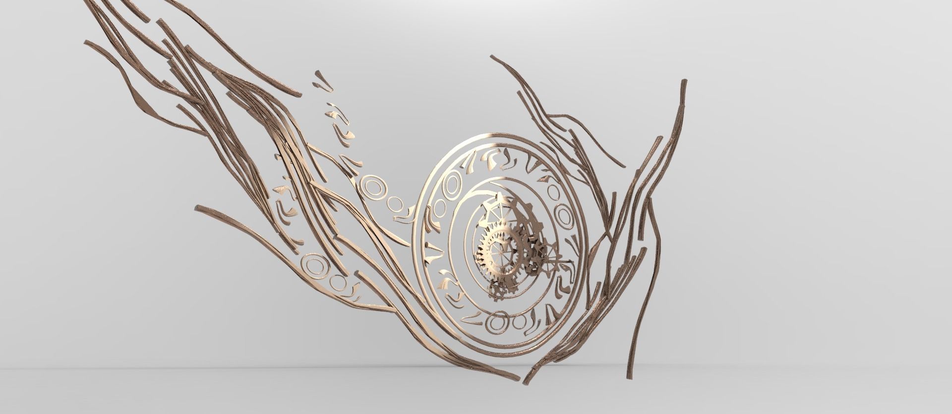 Steampunk pattern wall design  Low-poly 3D model_1