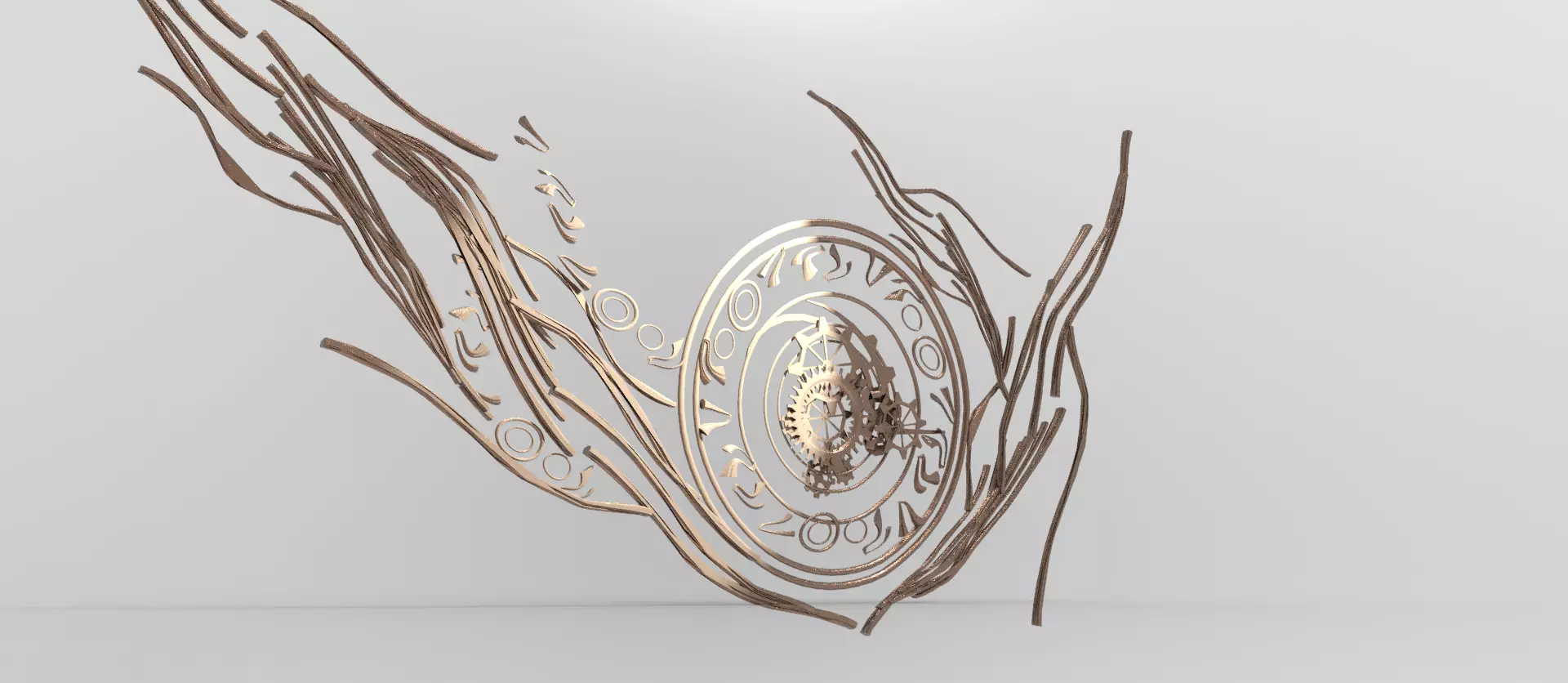 Steampunk pattern wall design  Low-poly 3D model_0