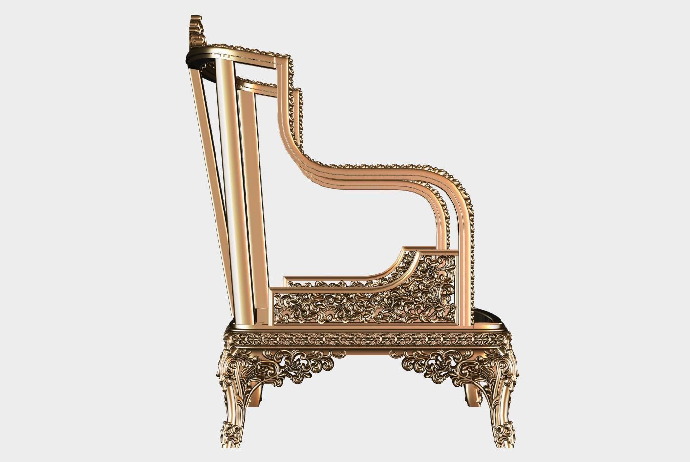 Carved single sofa for cnc 20 3D model_2