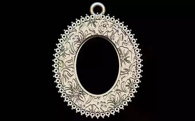 Oval Floral Vintage Pendant Necklace 
