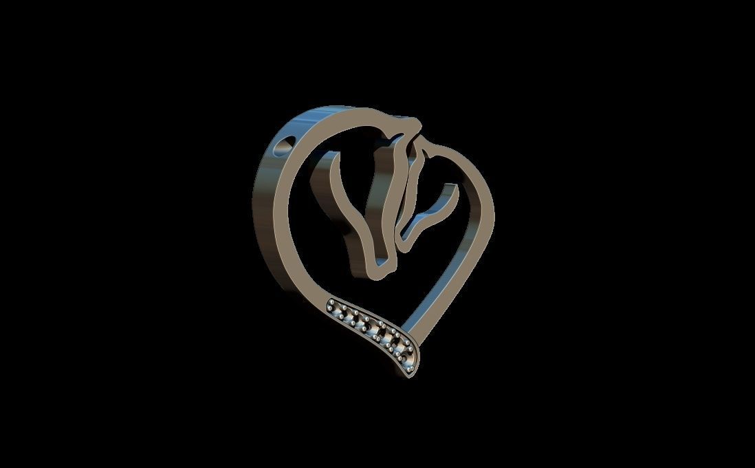  silhouette horses pendant 3D print model_1