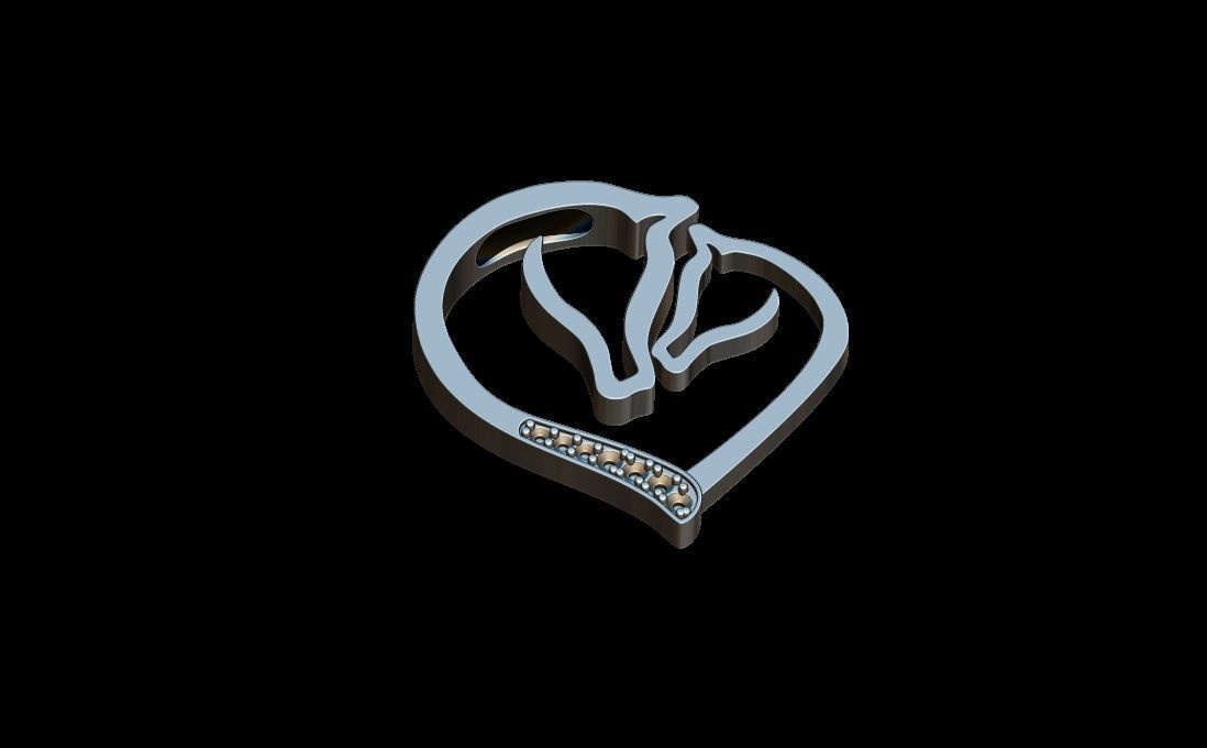  silhouette horses pendant 3D print model_4