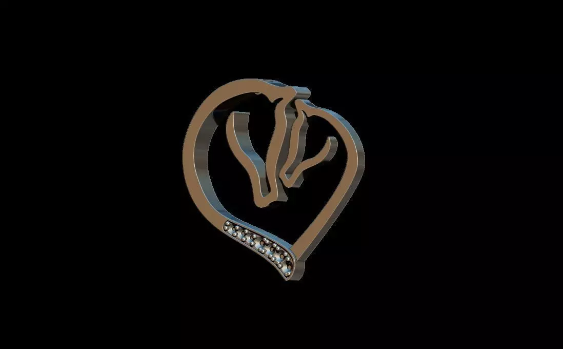  silhouette horses pendant 3D print model_0