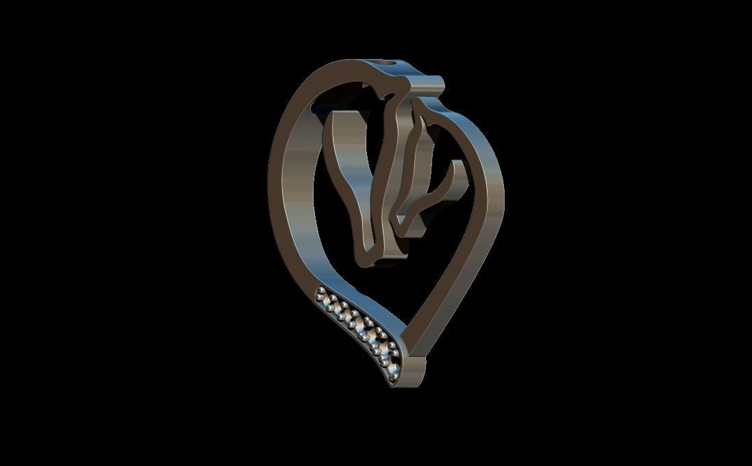  silhouette horses pendant 3D print model_6