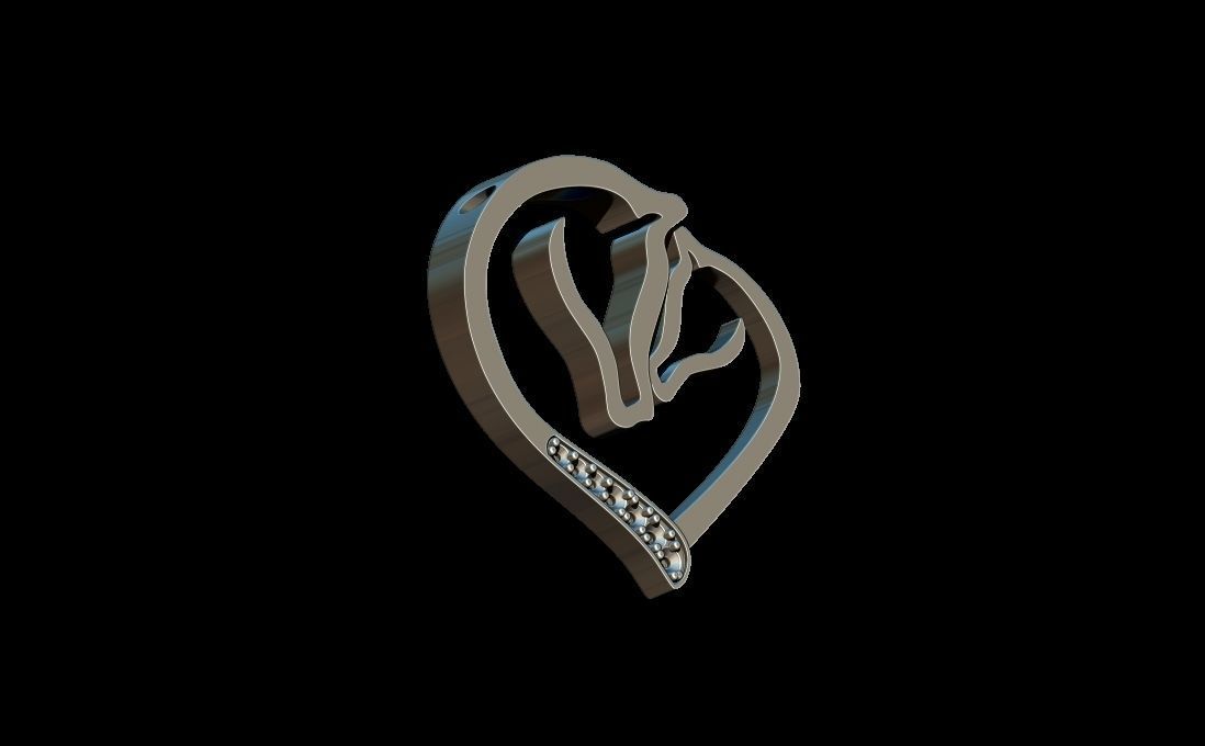  silhouette horses pendant 3D print model_3