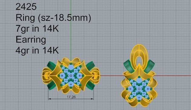 Twisted Earring Ring Set 2425 3D print model_10