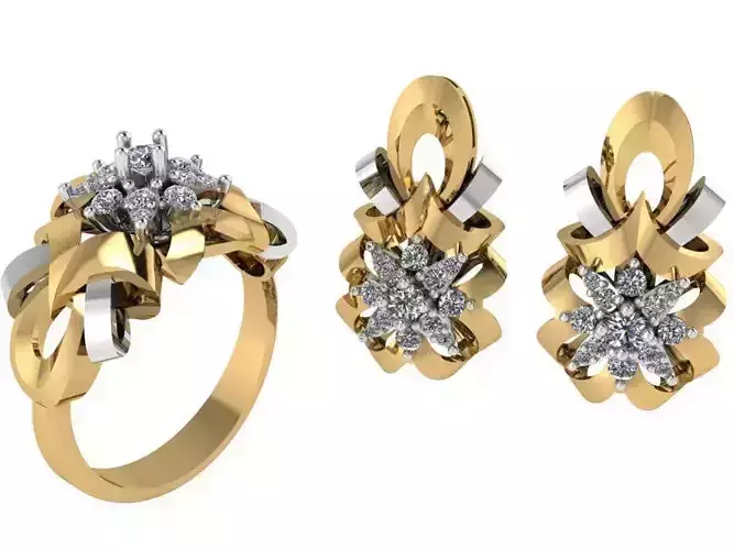 Twisted Earring Ring Set 2425