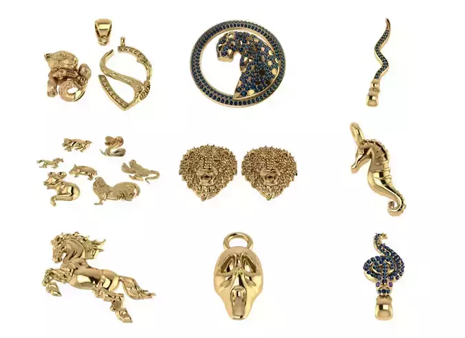 15 models toys bear horses snakes tiger sea horse pendant