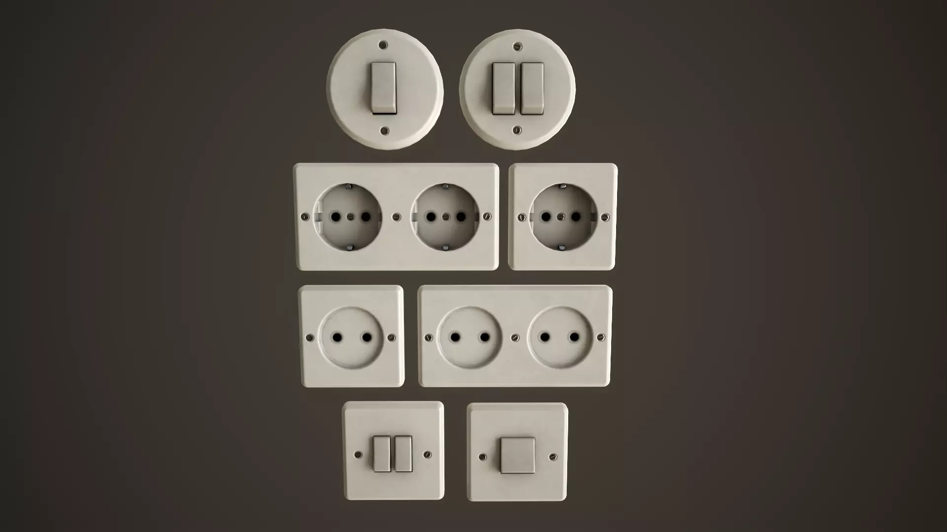 Switches and sockets Low-poly 3D model_0