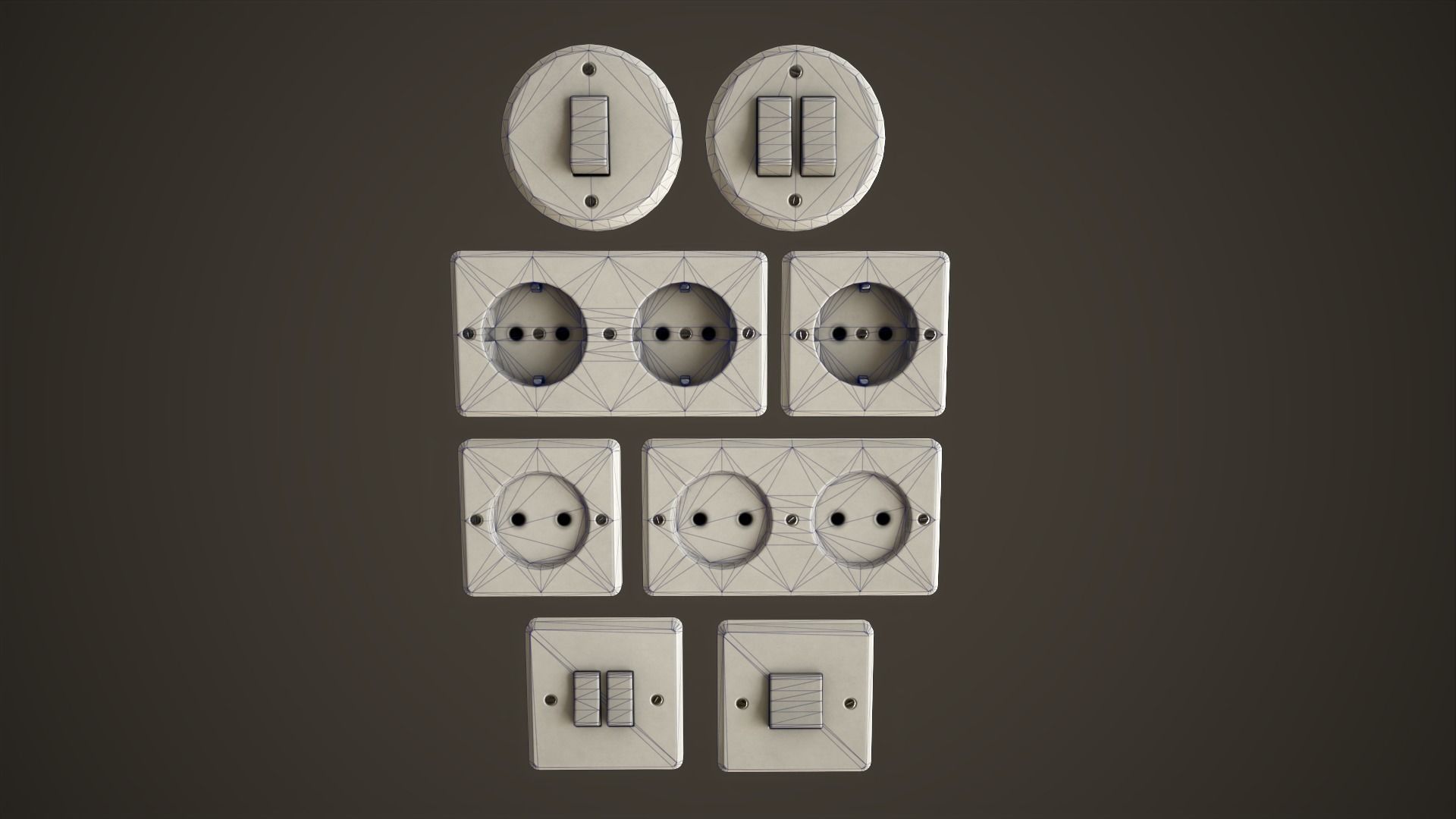 Switches and sockets Low-poly 3D model_5