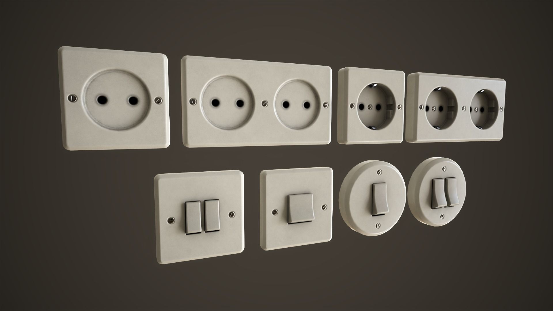 Switches and sockets Low-poly 3D model_4