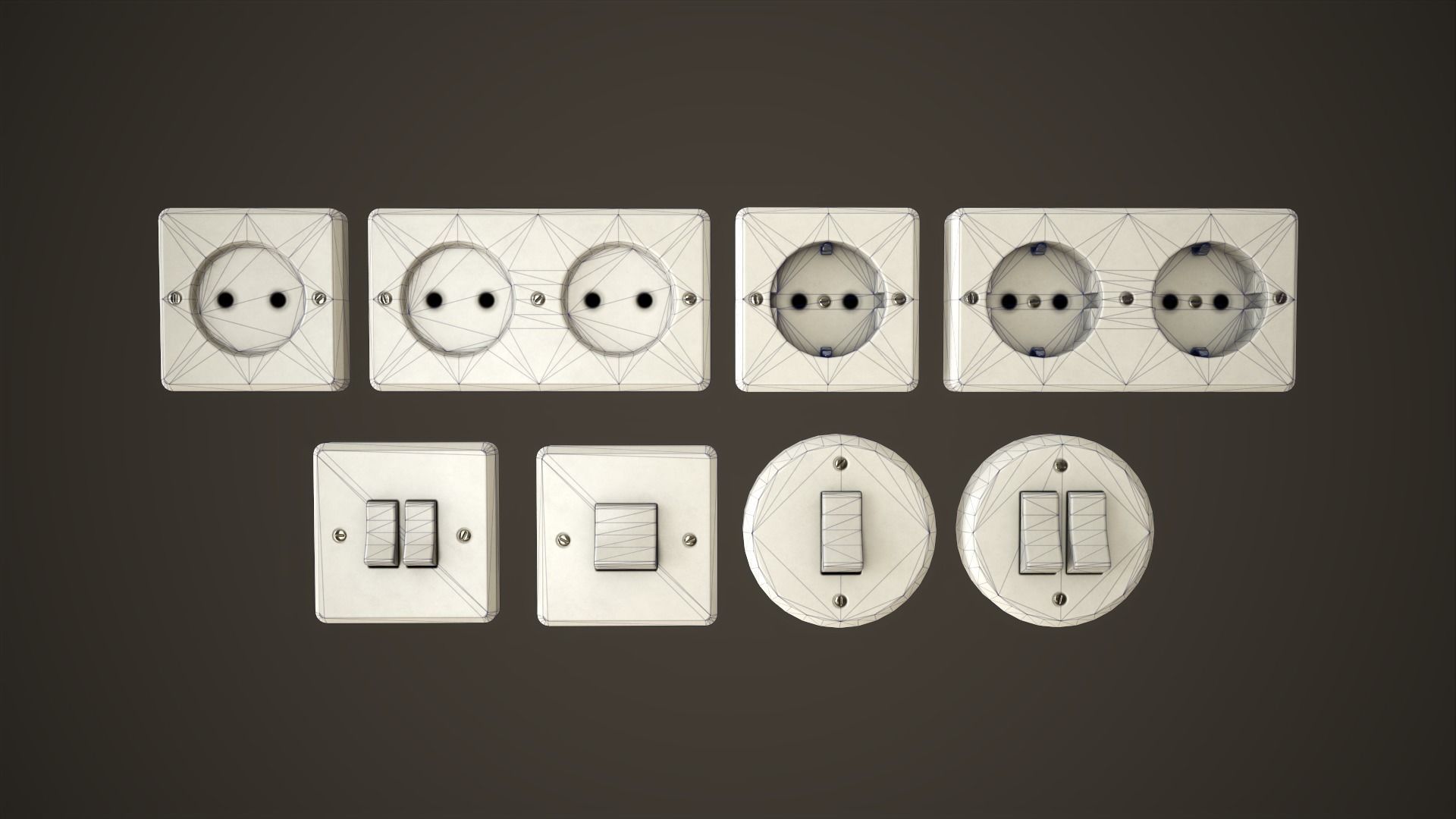 Switches and sockets Low-poly 3D model_2