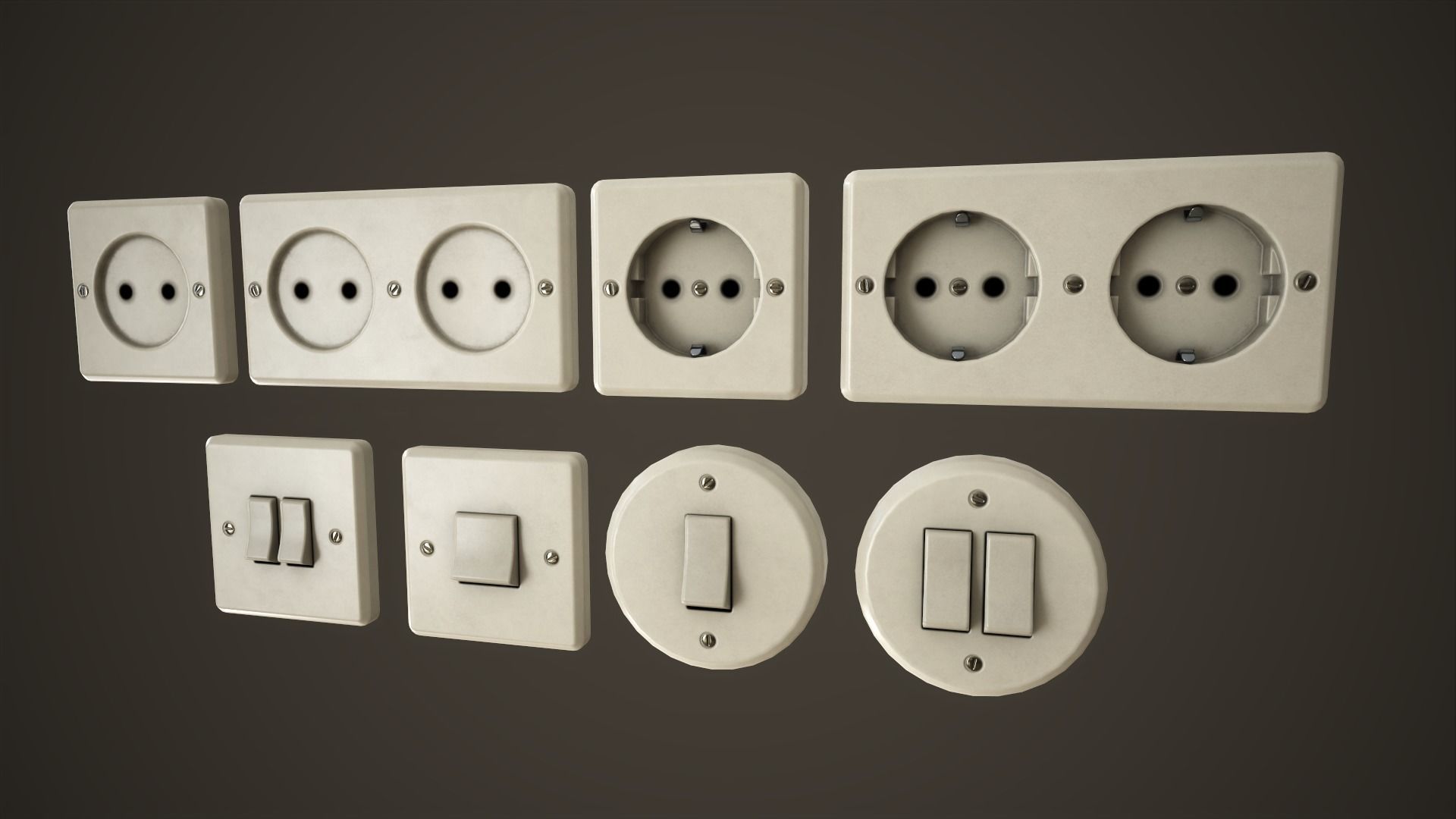 Switches and sockets Low-poly 3D model_3