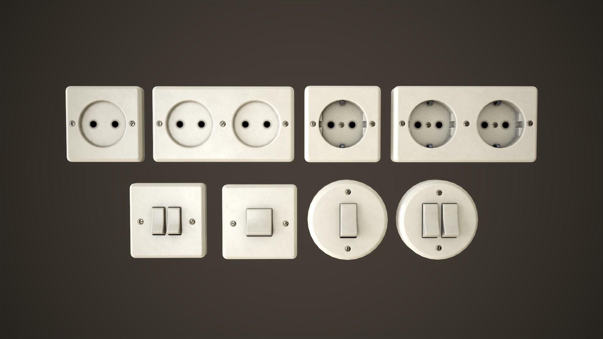 Switches and sockets Low-poly 3D model_1