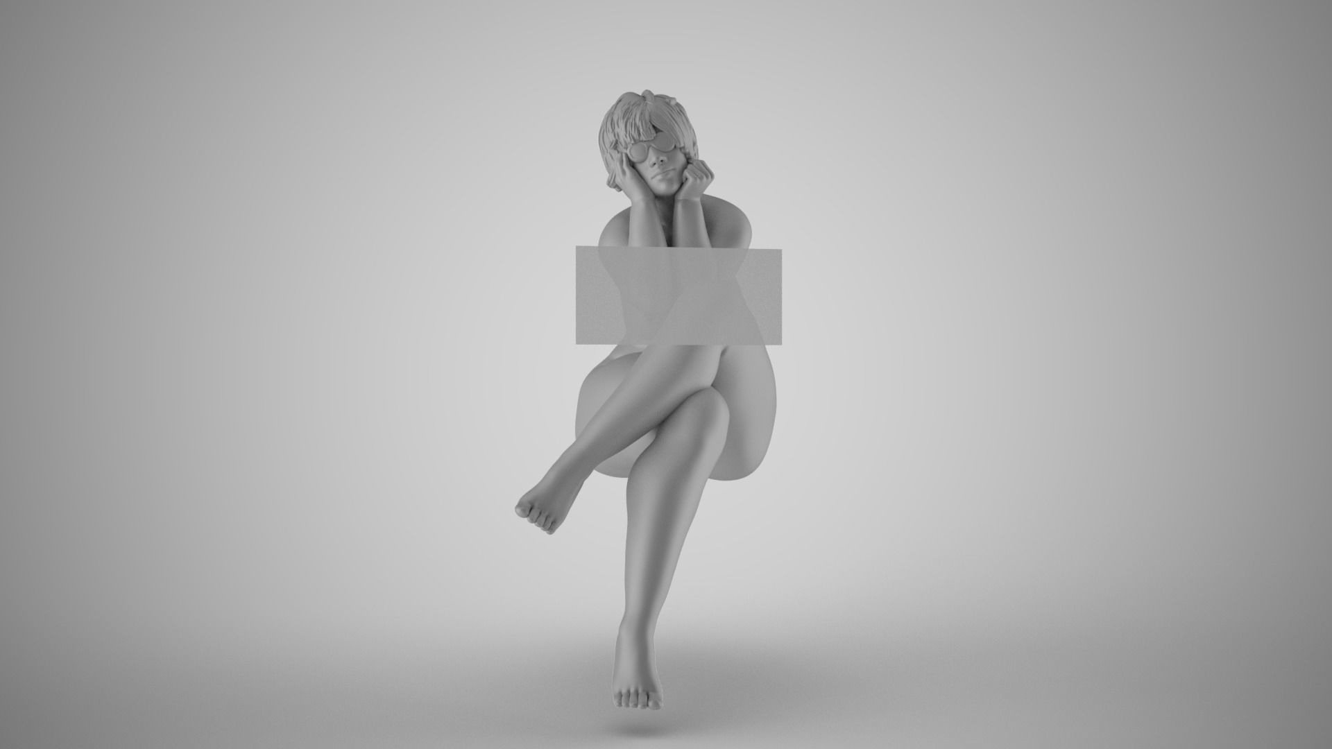 Woman with Hands on Face 3D print model_2