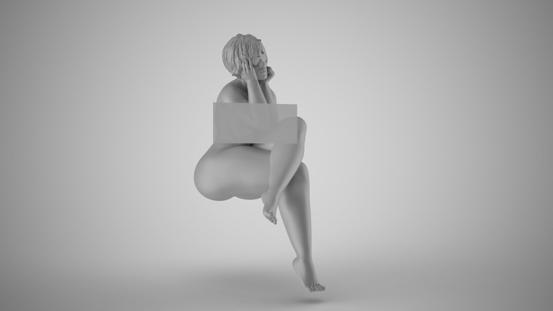 Woman with Hands on Face 3D print model_3