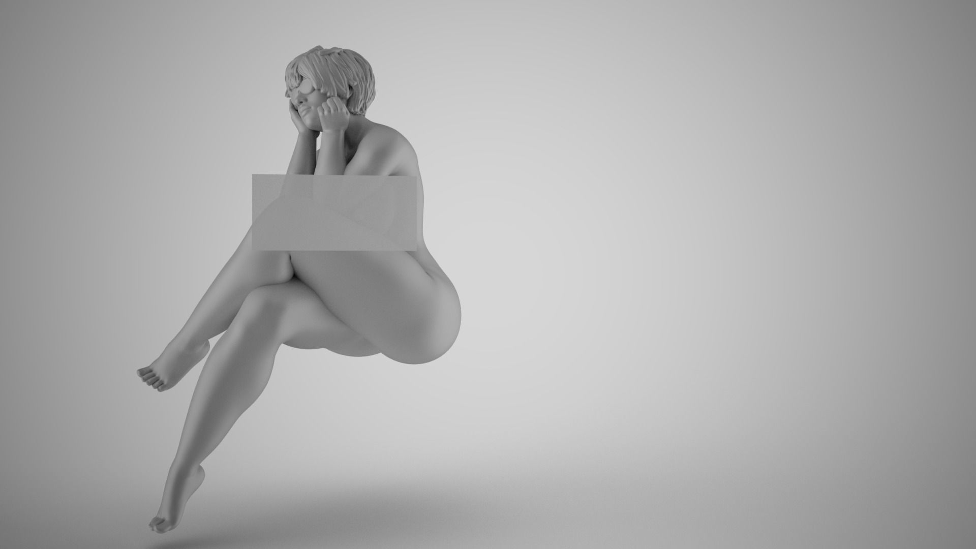 Woman with Hands on Face 3D print model_1
