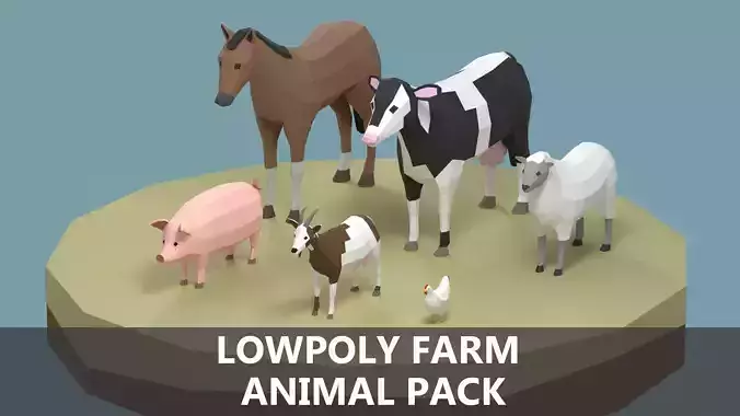 Lowpoly Stylized FARM Animals Pack