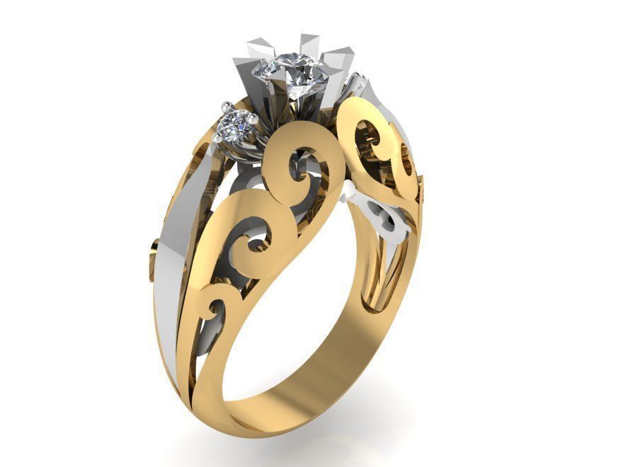 Peg Setting Engraving Earring Ring Set 2448 3D print model_3