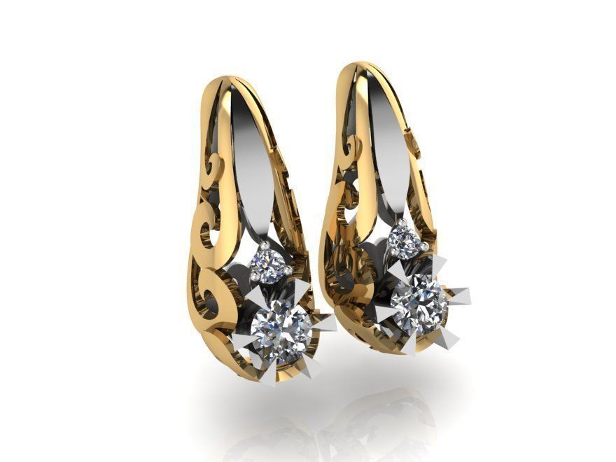 Peg Setting Engraving Earring Ring Set 2448 3D print model_5