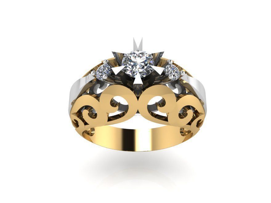 Peg Setting Engraving Earring Ring Set 2448 3D print model_4