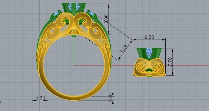 Peg Setting Engraving Earring Ring Set 2448 3D print model_8