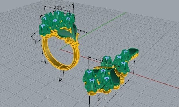 Flower Ring Chandelier Earring Set 2449 3D print model_1
