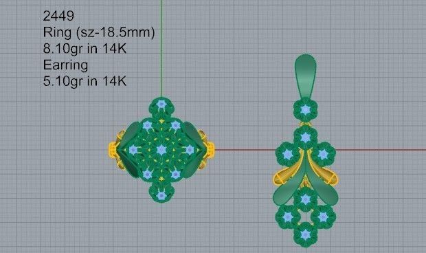 Flower Ring Chandelier Earring Set 2449 3D print model_12