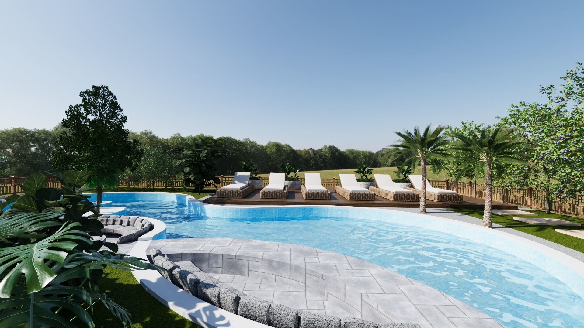 Poolside Sanctuary garden 3d model 3D model_4