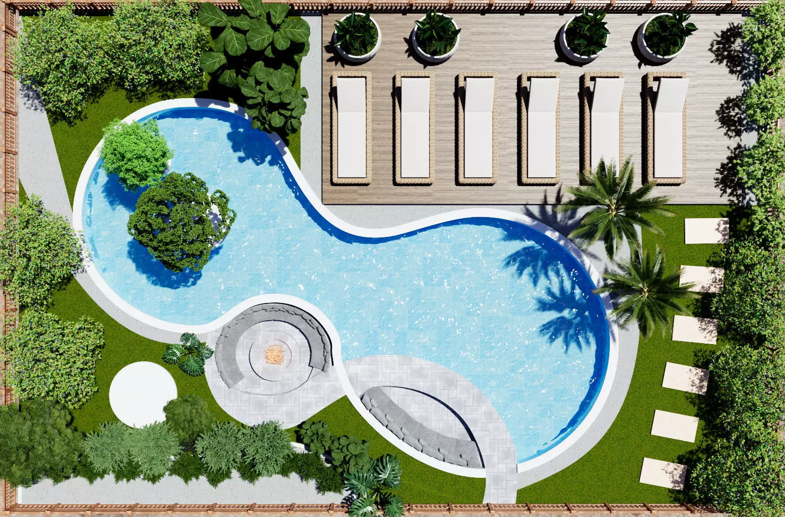 Poolside Sanctuary garden 3d model 3D model_0
