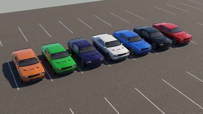 R3DP Low-Poly PBR American Cars - Dodge Challenger Low-poly 3D model