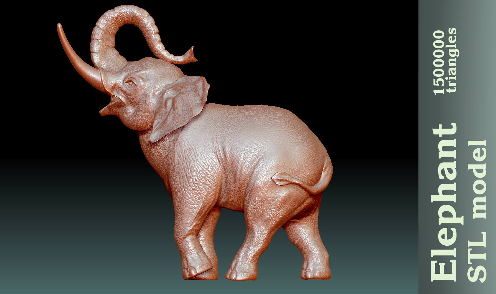 Elephant stl 3D print model_3