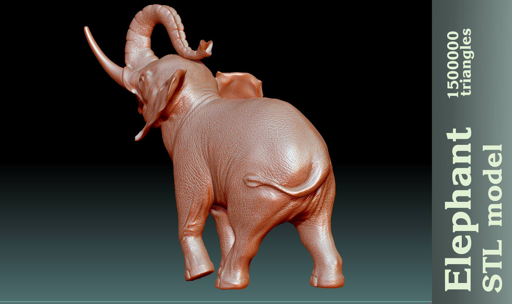 Elephant stl 3D print model_1