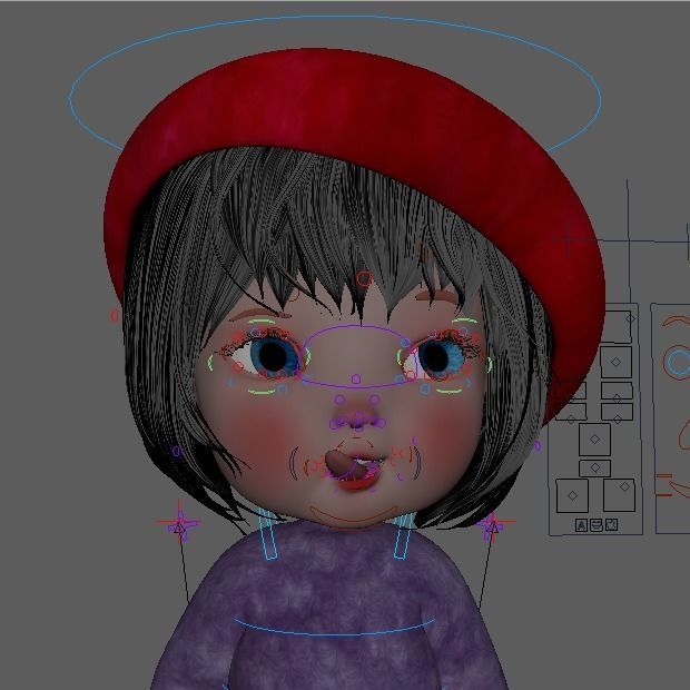 Cartoon Girl Rigged  With Puppy 3D Model Collection_40