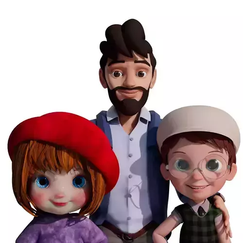 Cartoon Family Rigged V1  3D Model Collection