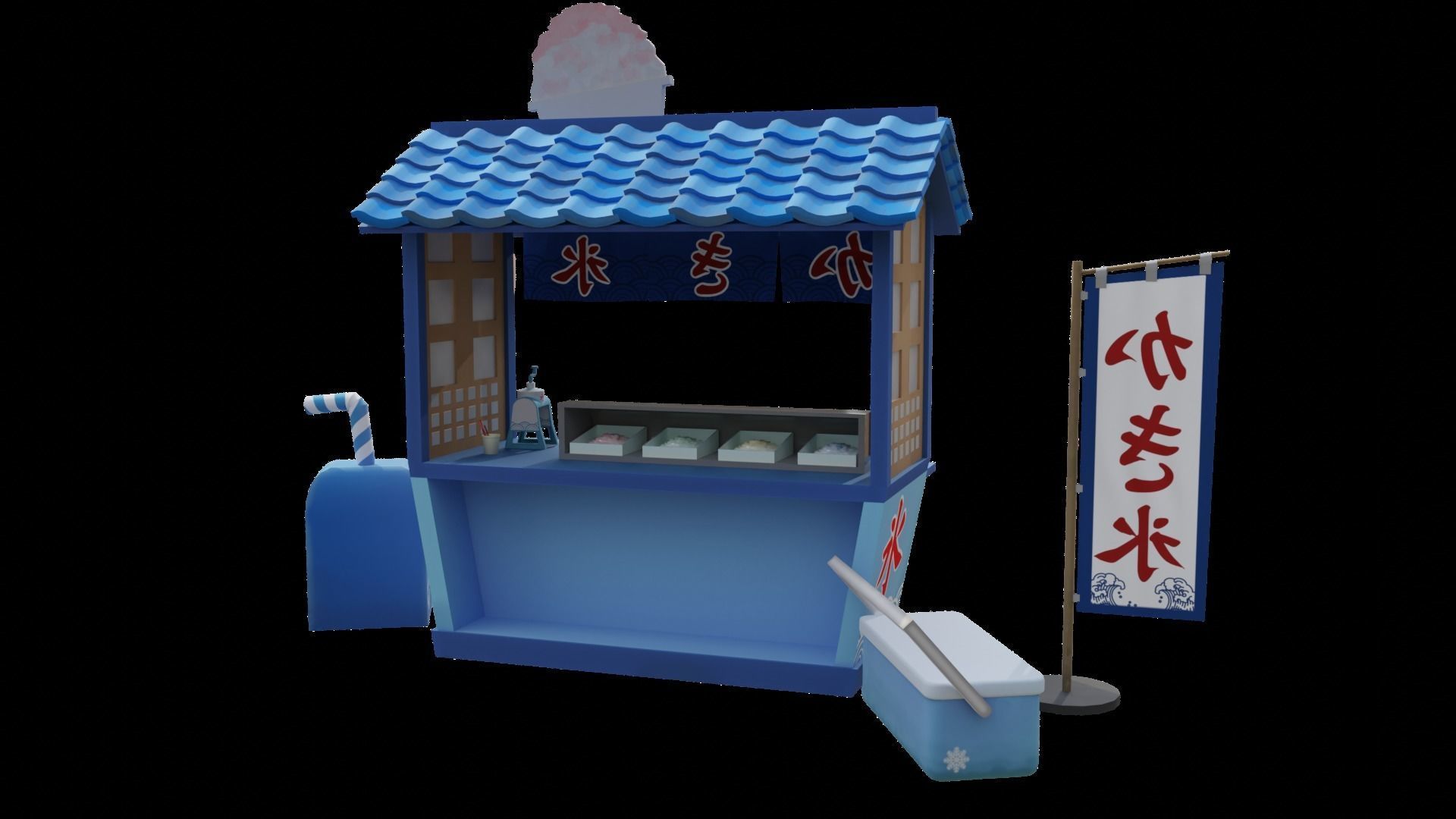 Kakigori Stall Low-poly 3D model_4
