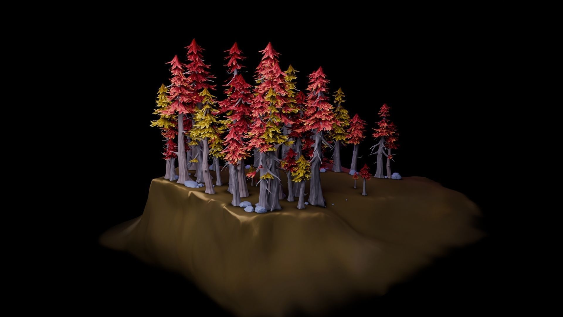 Stylized Pine Tree Set Low-poly 3D model_8