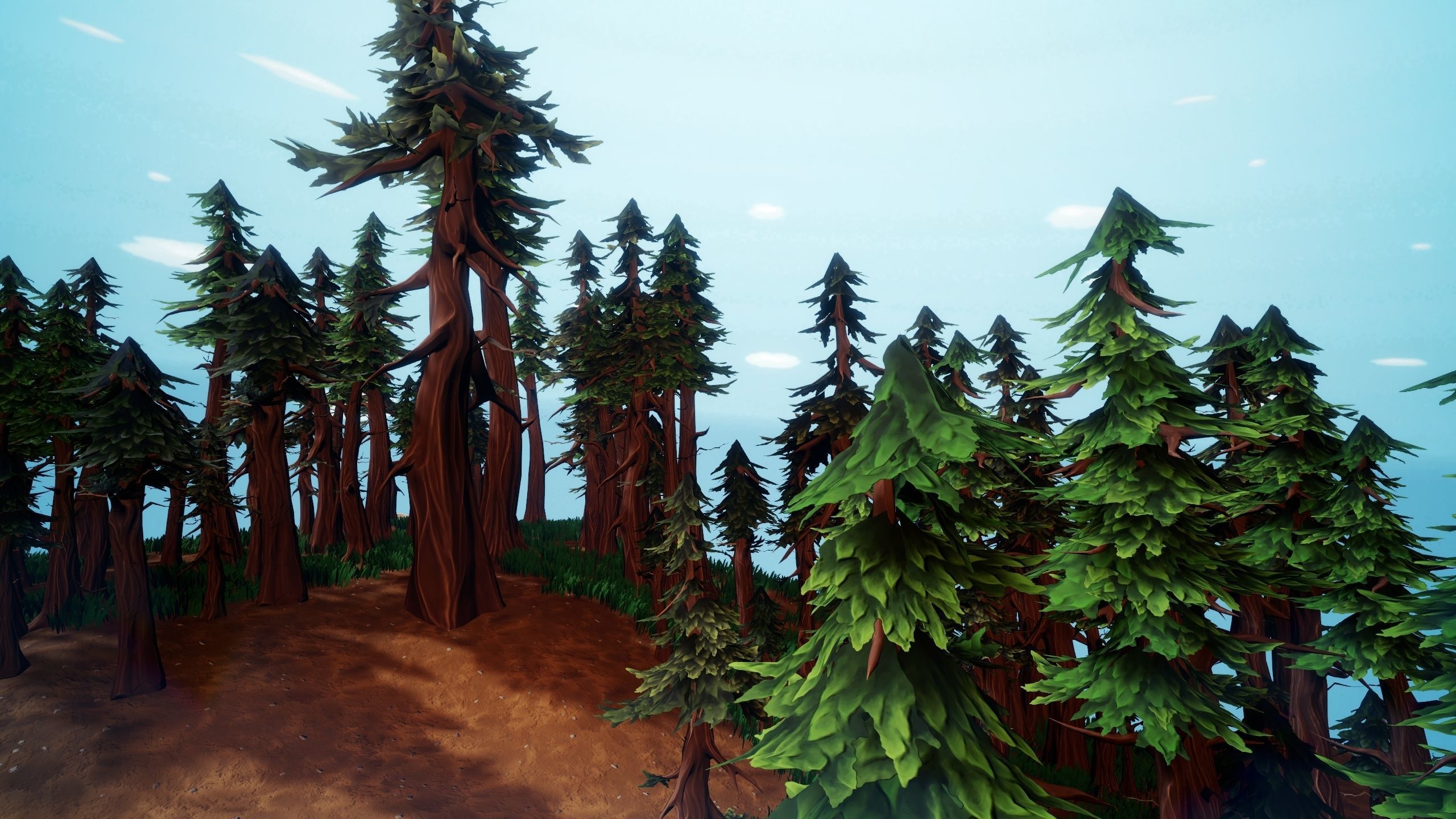 Stylized Pine Tree Set Low-poly 3D model_4