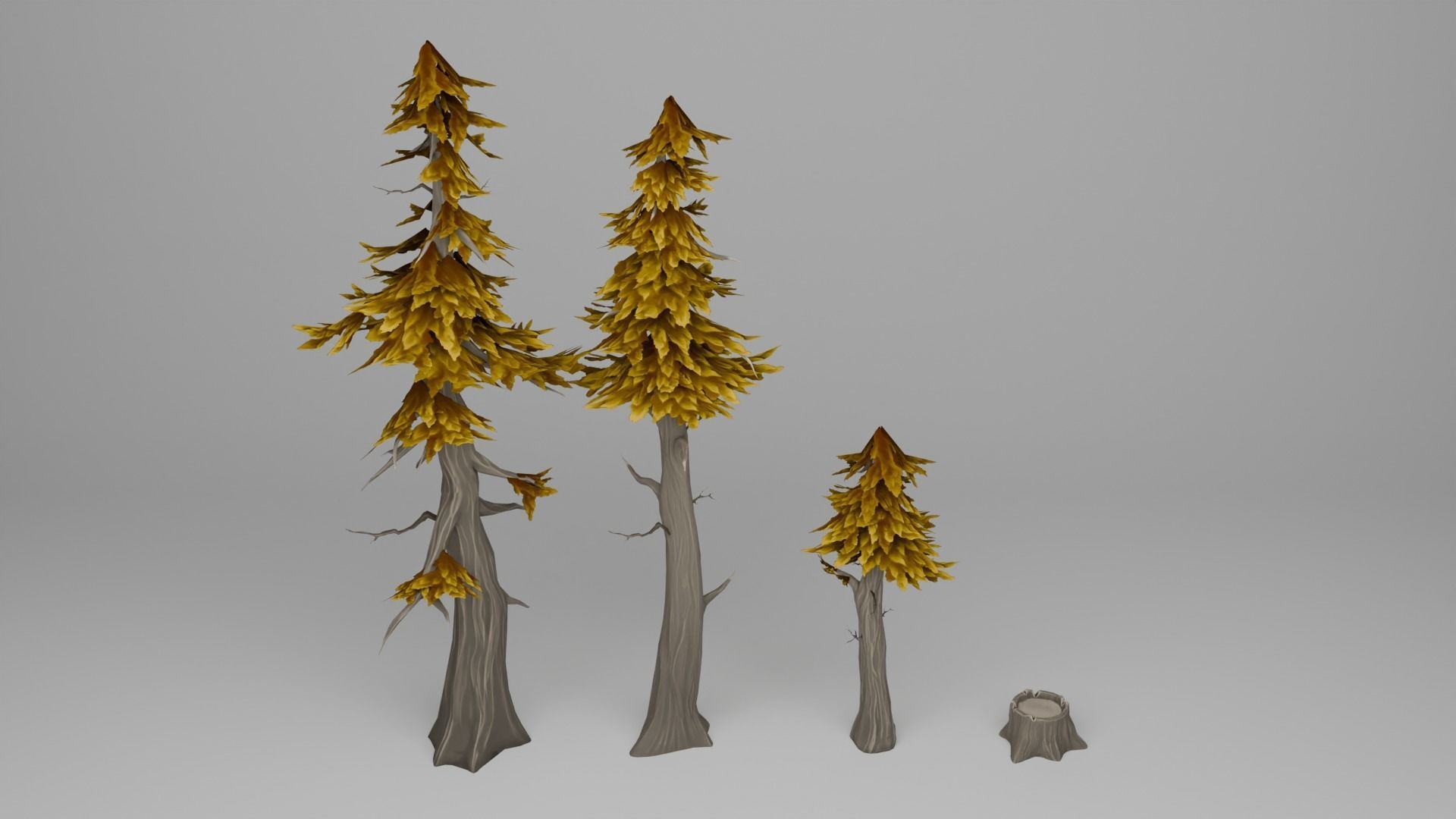 Stylized Pine Tree Set Low-poly 3D model_11