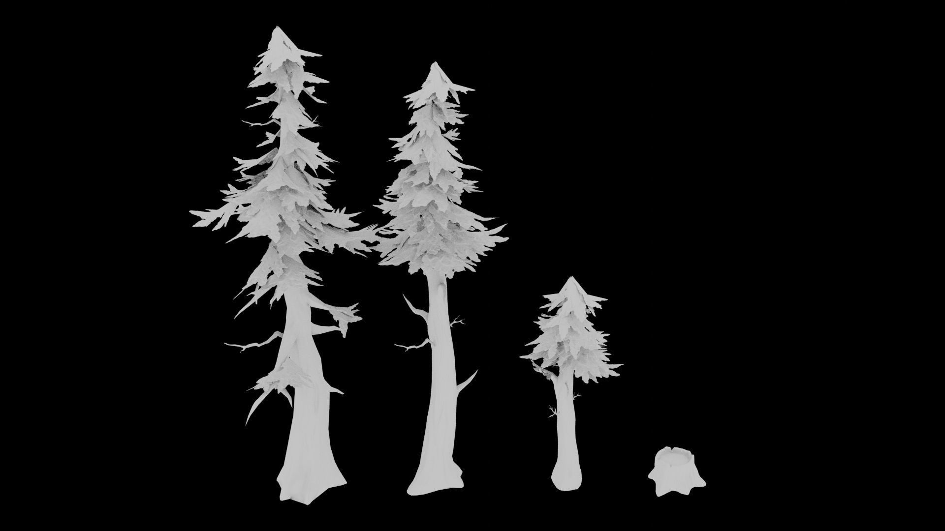 Stylized Pine Tree Set Low-poly 3D model_22