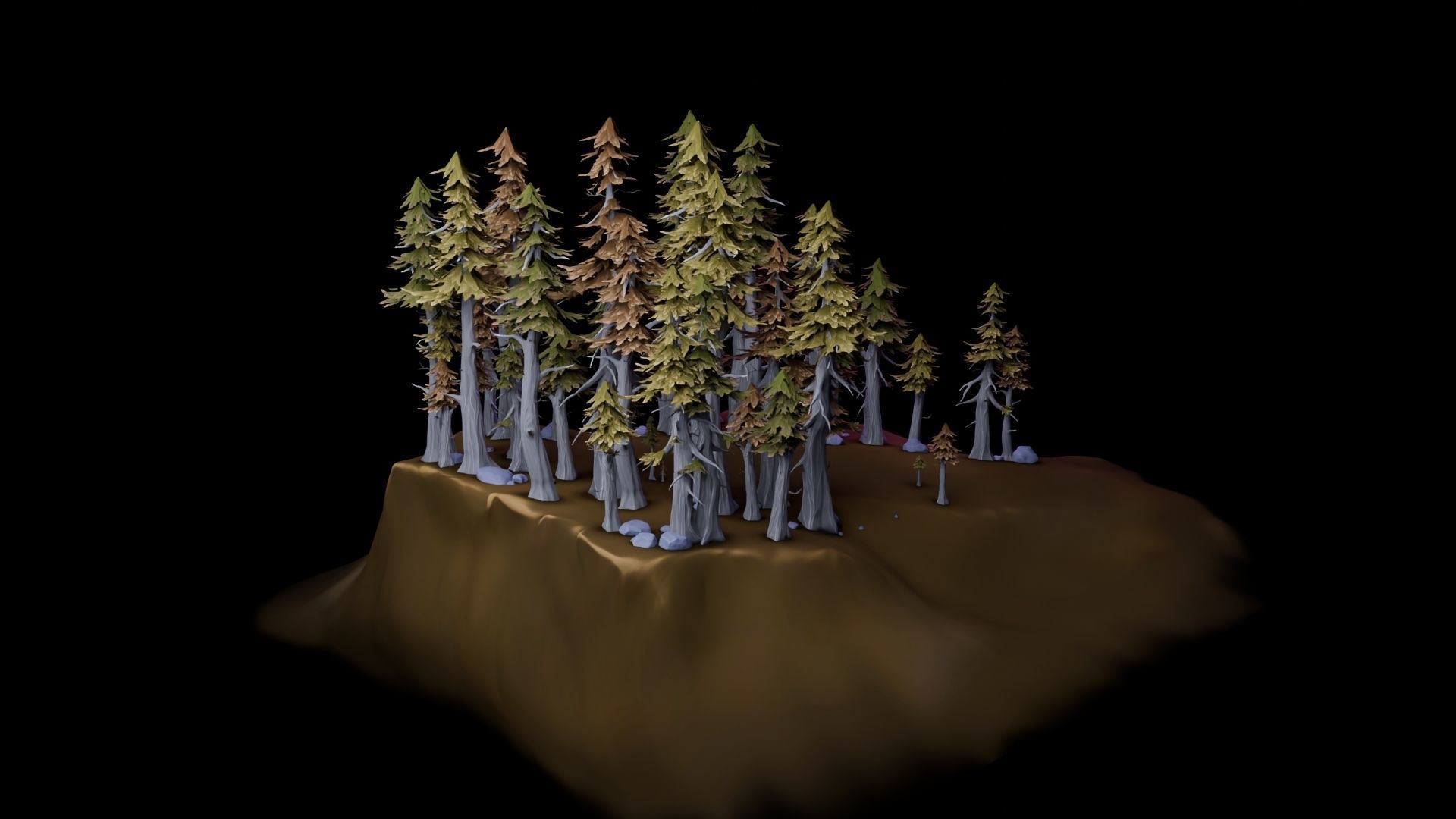 Stylized Pine Tree Set Low-poly 3D model_9