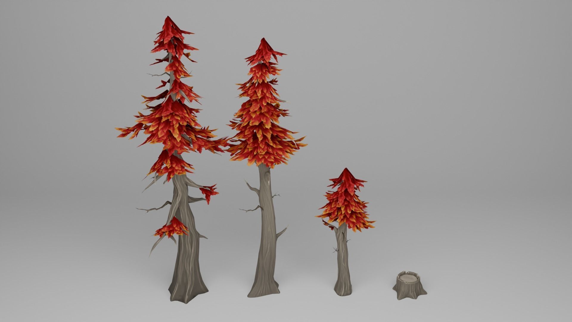 Stylized Pine Tree Set Low-poly 3D model_19