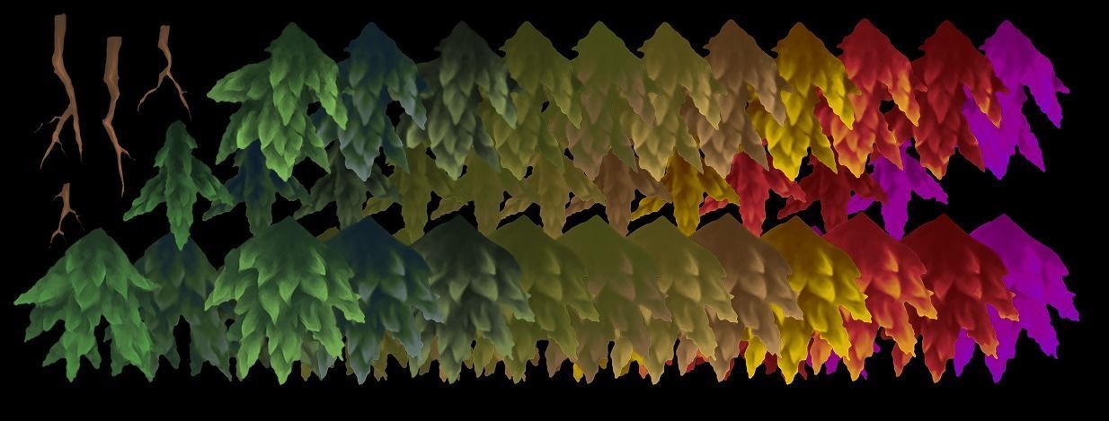 Stylized Pine Tree Set Low-poly 3D model_25