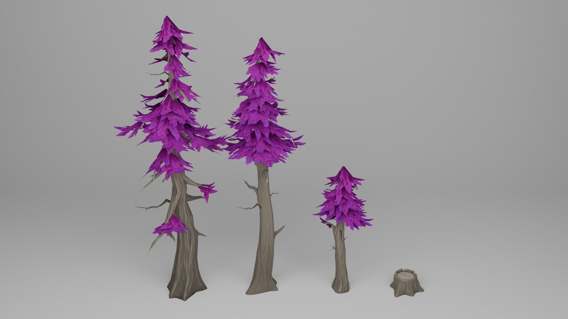Stylized Pine Tree Set Low-poly 3D model_21