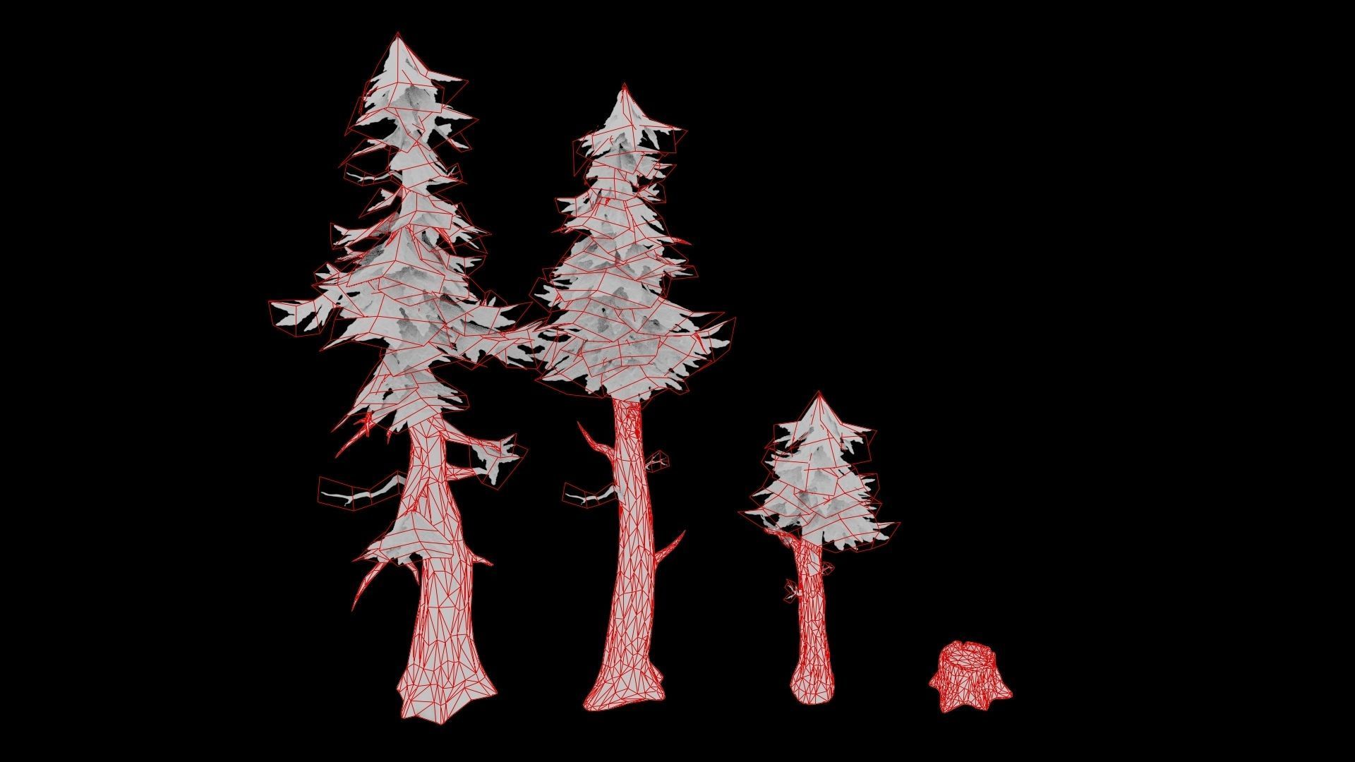 Stylized Pine Tree Set Low-poly 3D model_23