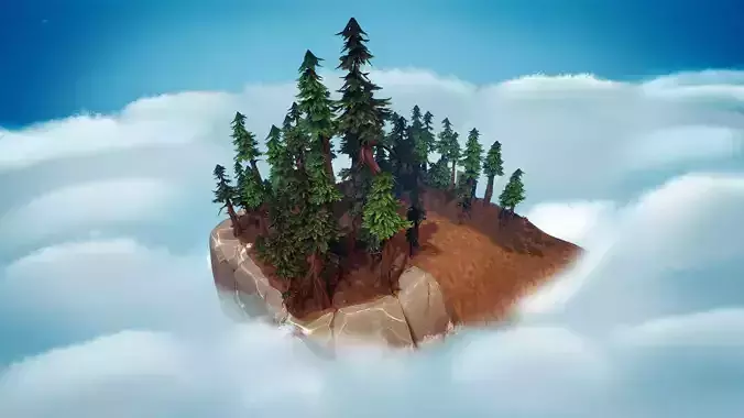 Stylized Pine Tree Set Low-poly 3D model