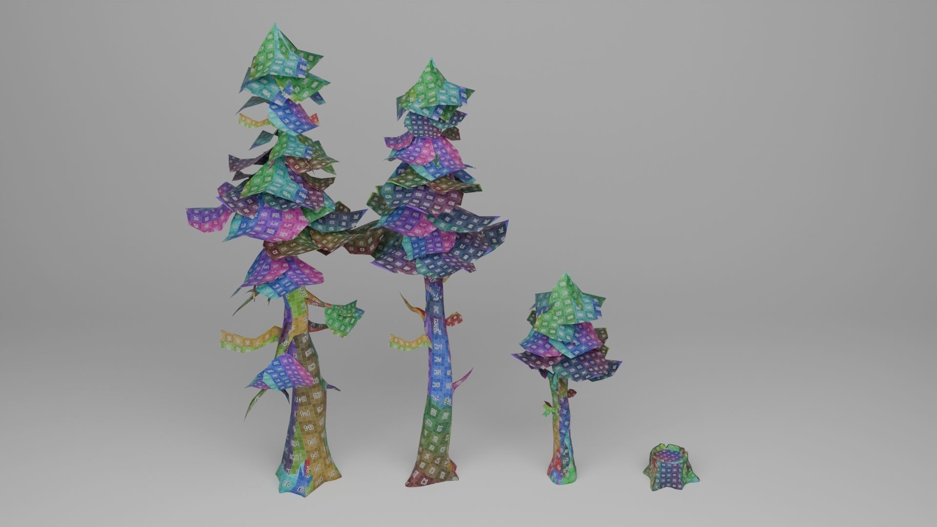 Stylized Pine Tree Set Low-poly 3D model_24