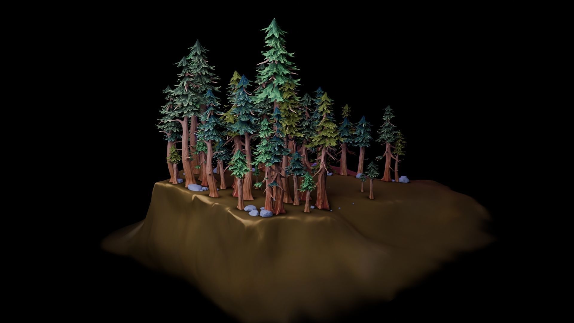 Stylized Pine Tree Set Low-poly 3D model_7