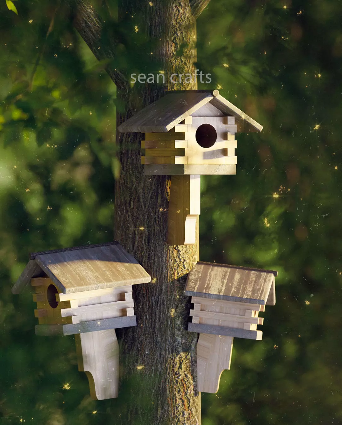 Wood birdhouse Free 3D model
