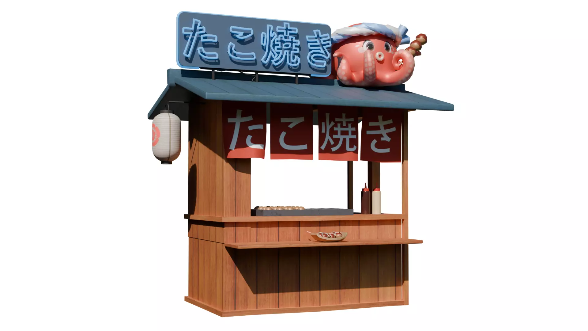 Takoyaki Stall Low-poly 3D model